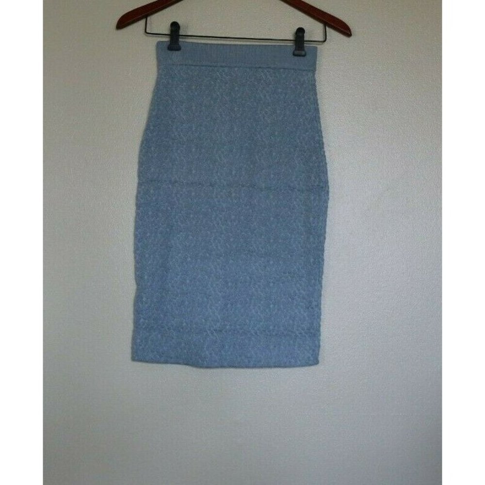 Lucy Paris Blue Dot Pebble Knit Stretch Pencil Skirt Women's Sz Med Euro 40 NWT